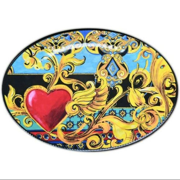 BACI MILANO Lg Oval PLATTER Baroque Italian Rococo Heart Versace-esque MELAMINE - Picture 3 of 4